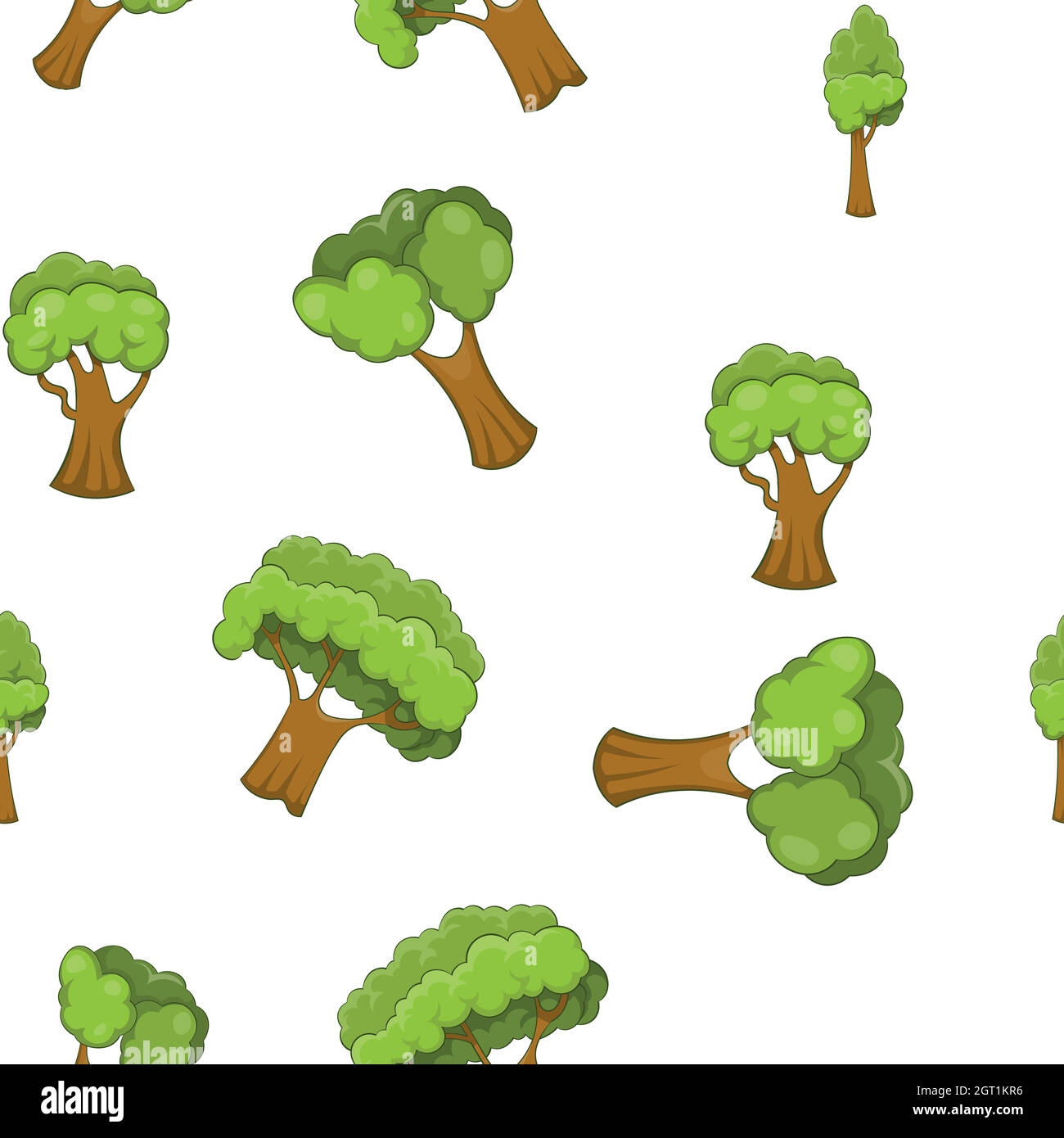 Patrón de planta arbórea, estilo de dibujos animados Ilustración del Vector