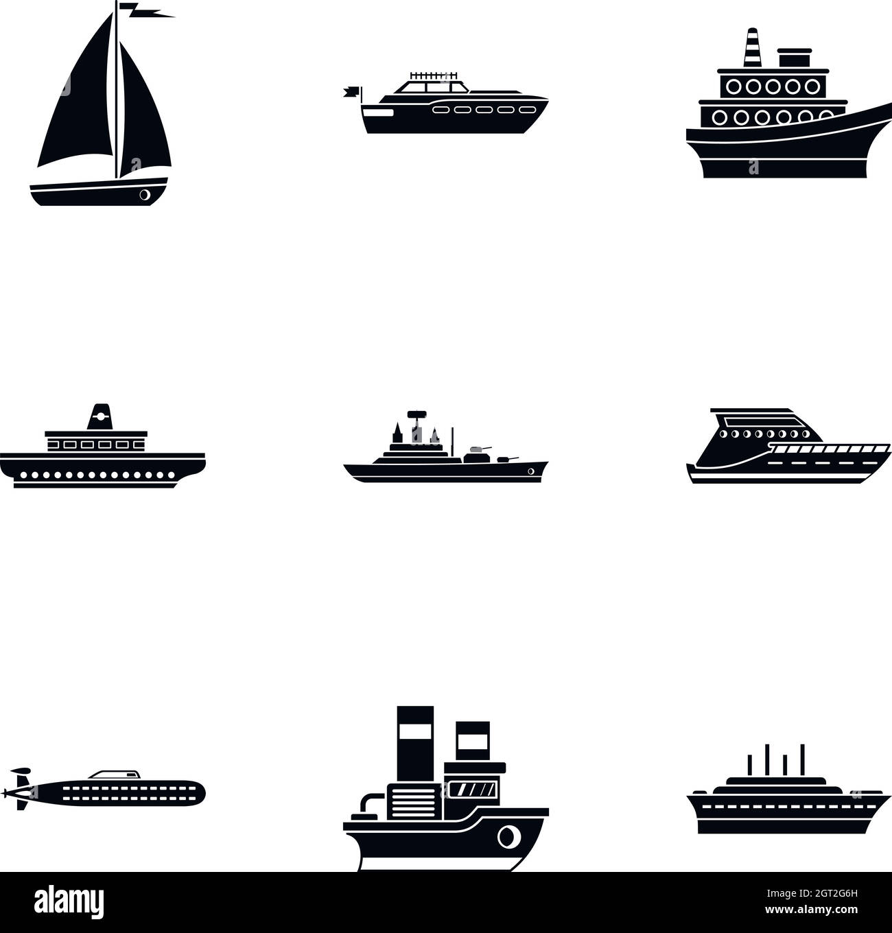 Conjunto de iconos de transporte marítimo, estilo sencillo Ilustración del Vector