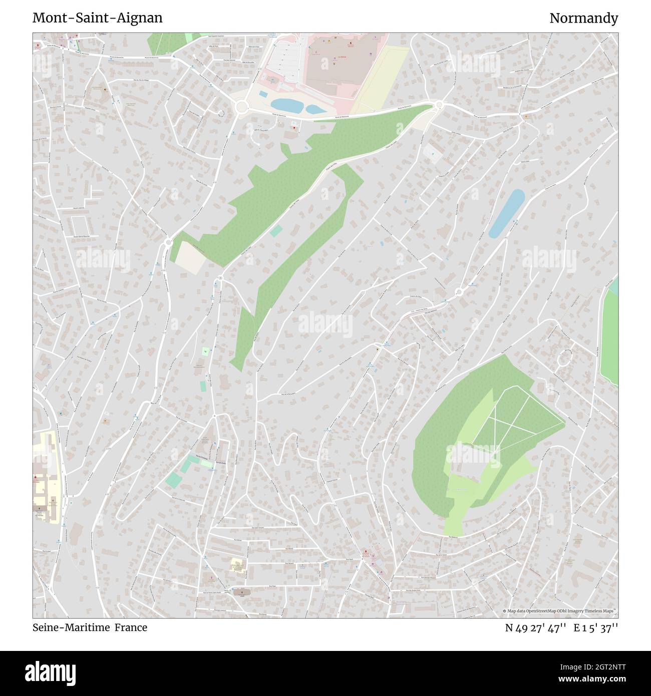 Mont-Saint-Aignan, Sena Marítimo, Francia, Normandía, N 49 27' 47'', E 1 5' 37'', mapa, Timeless Map publicado en 2021. Viajeros, exploradores y aventureros como Florence Nightingale, David Livingstone, Ernest Shackleton, Lewis y Clark y Sherlock Holmes se basaron en mapas para planificar viajes a los rincones más remotos del mundo, Timeless Maps está trazando la mayoría de los lugares del mundo, mostrando el logro de grandes sueños Foto de stock