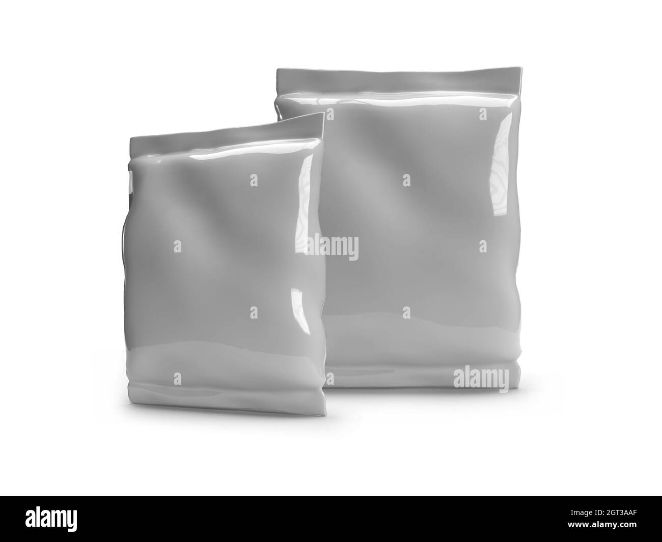 Food Sachet Packaging 3D Ilustración Escena de choque sobre fondo