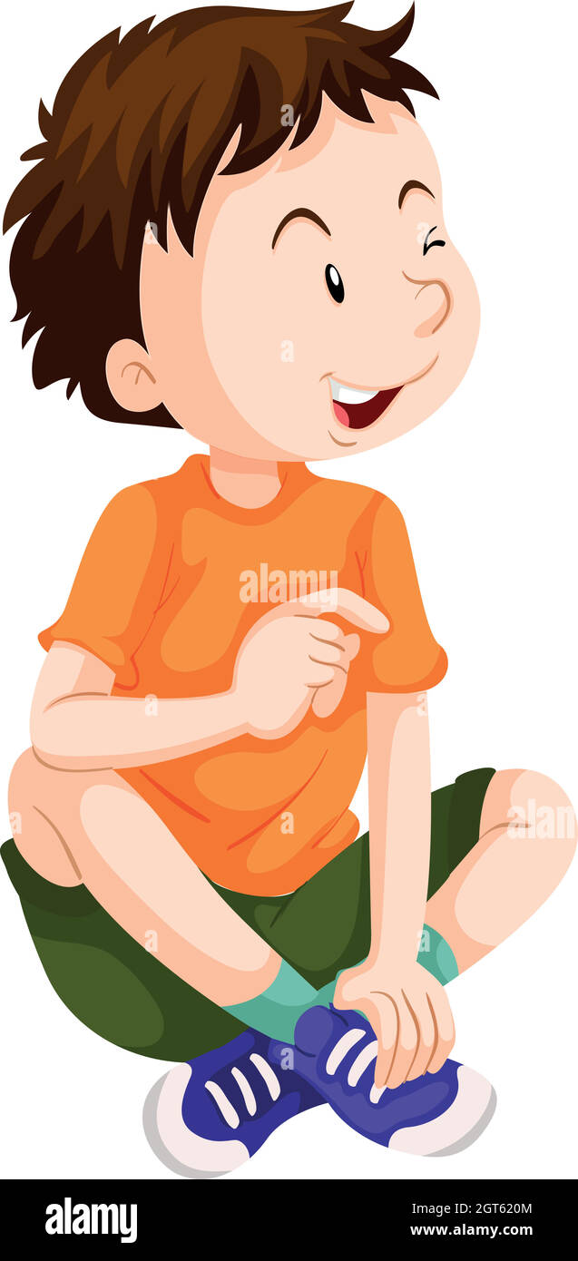 Un niño en la camiseta verde ilustración de carácter de dibujos animados  Imagen Vector de stock - Alamy