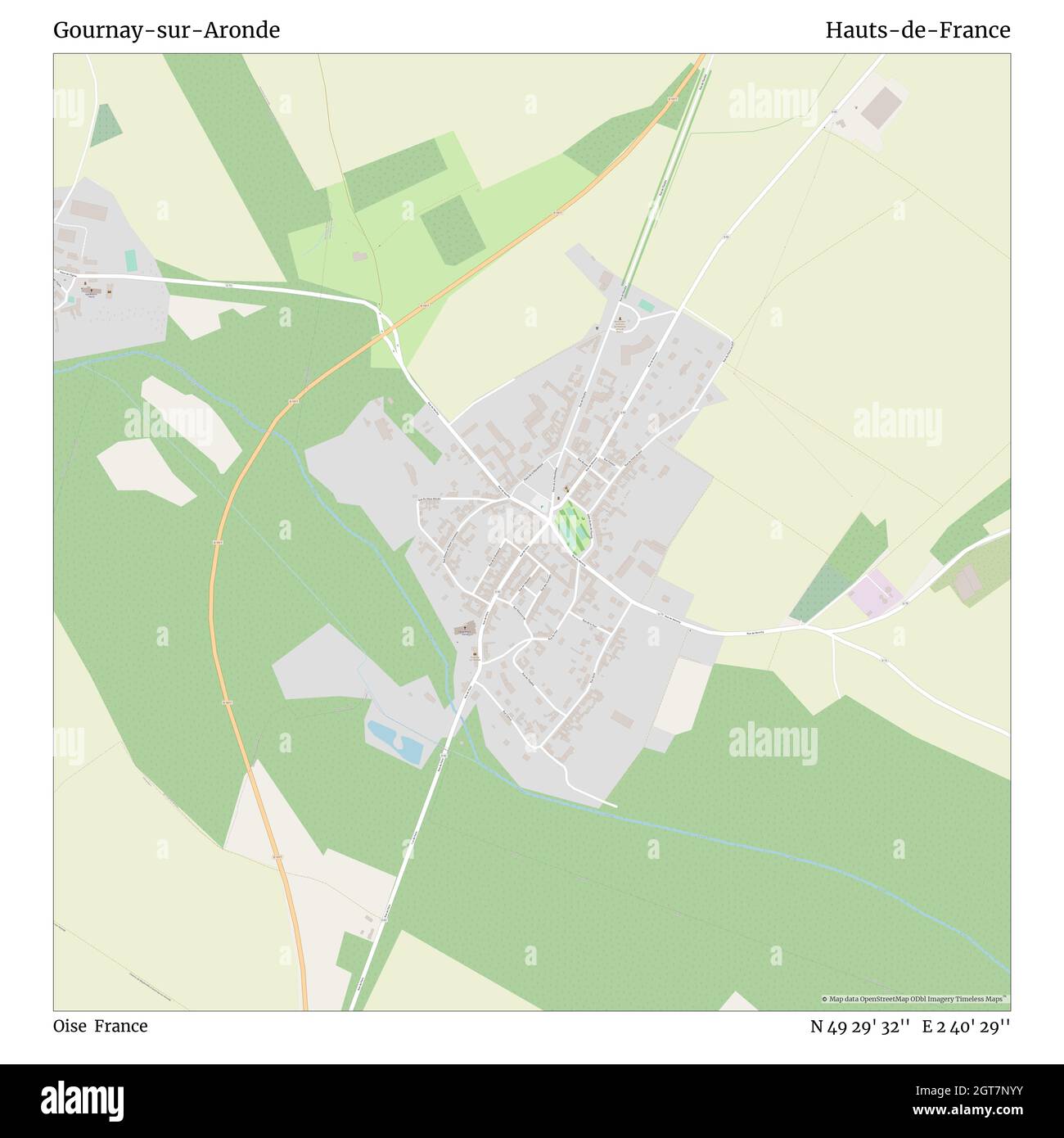 Gournay-sur-Aronde, Oise, Francia, Altos de Francia, N 49 29' 32'', E 2 40' 29'', mapa, Timeless Map publicado en 2021. Viajeros, exploradores y aventureros como Florence Nightingale, David Livingstone, Ernest Shackleton, Lewis y Clark y Sherlock Holmes se basaron en mapas para planificar viajes a los rincones más remotos del mundo, Timeless Maps está trazando la mayoría de los lugares del mundo, mostrando el logro de grandes sueños Foto de stock