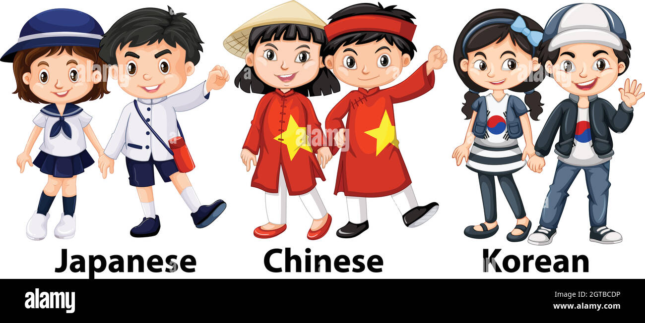 Niños asiáticos de diferentes países Imagen Vector de stock Alamy