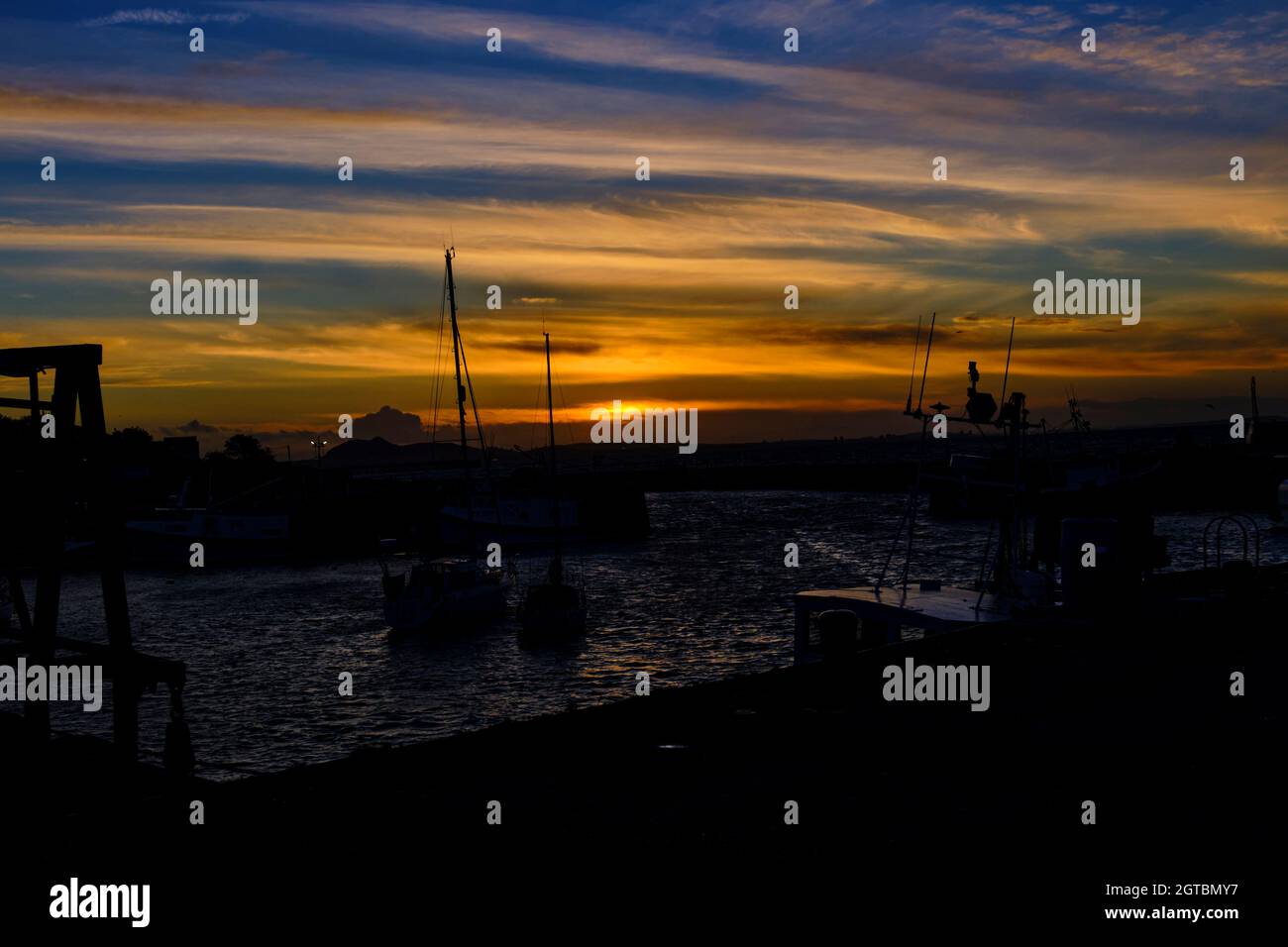 Puesta de sol de Port Seton Foto de stock