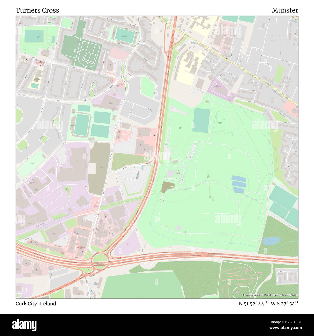 Turners Cross, Cork City, Ireland, Munster, N 51 52' 44'', W 8 27' 54'', MAP, Timeless Map publicado en 2021. Viajeros, exploradores y aventureros como Florence Nightingale, David Livingstone, Ernest Shackleton, Lewis y Clark y Sherlock Holmes se basaron en mapas para planificar viajes a los rincones más remotos del mundo, Timeless Maps está trazando la mayoría de los lugares del mundo, mostrando el logro de grandes sueños Foto de stock