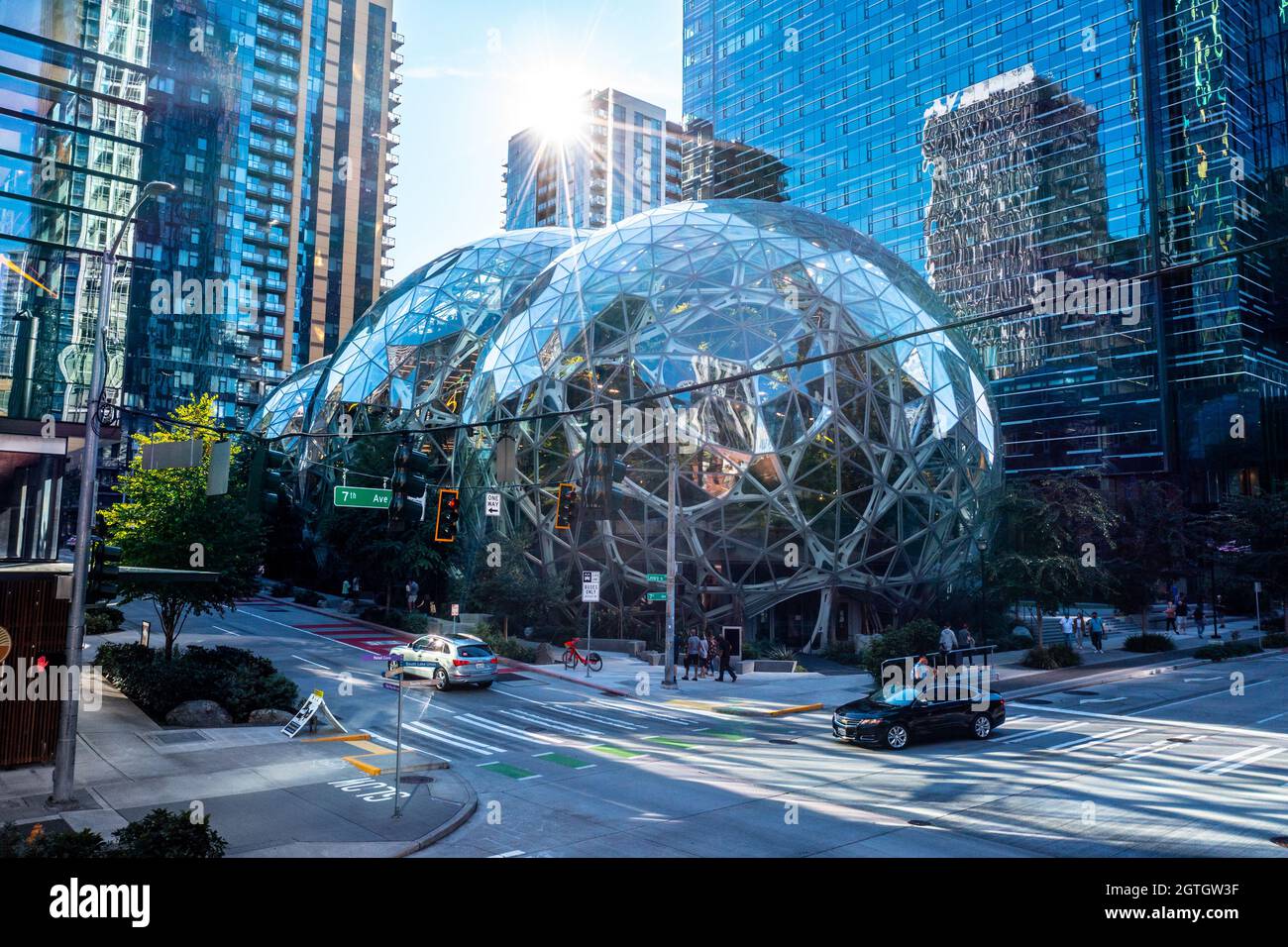The Sphere, Oficinas Corporativas de Amazon, Seattle, Washington, EE.UU Foto de stock