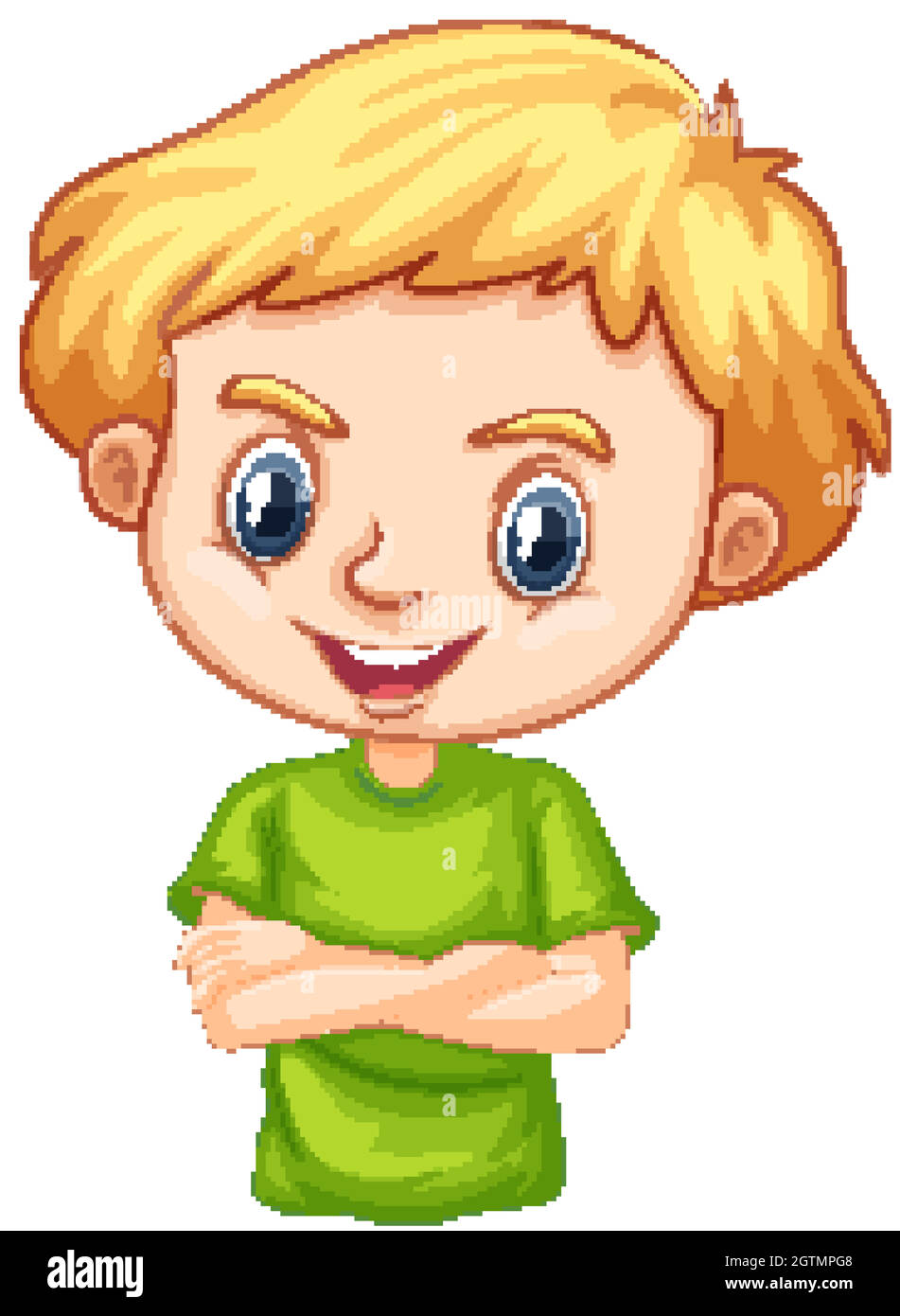 Niño feliz en camiseta verde 369566 Vector en Vecteezy