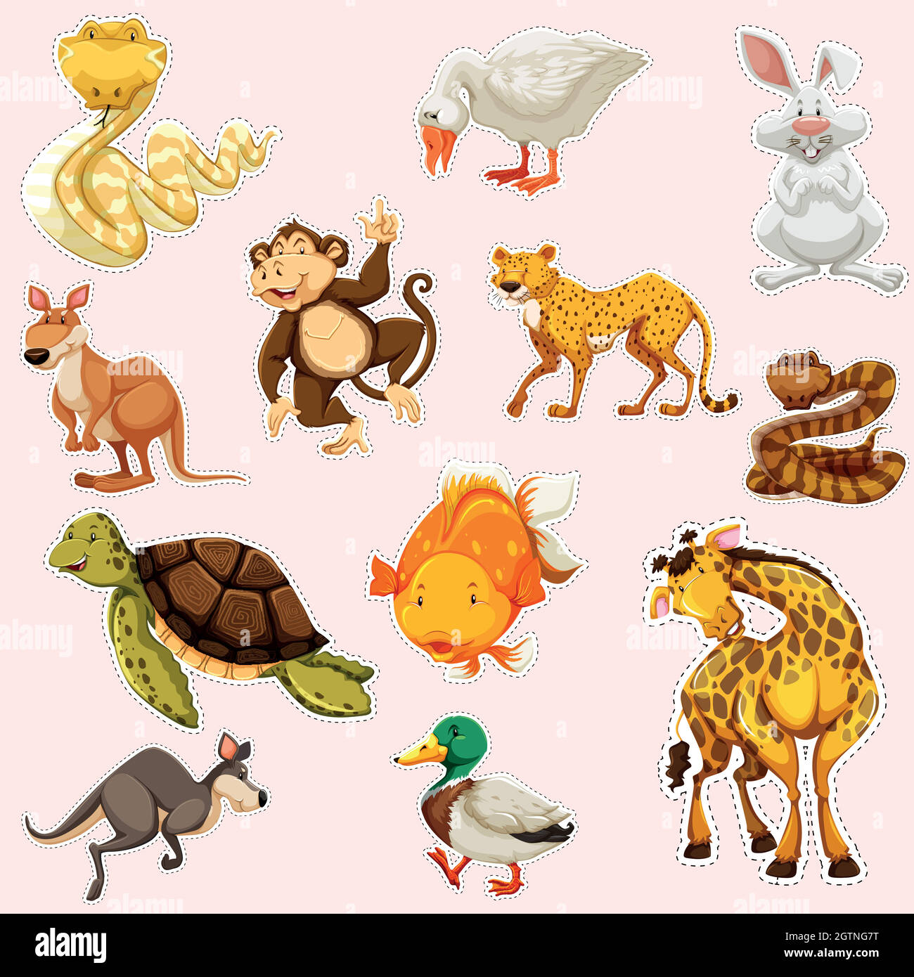 Diseño de pegatinas para animales salvajes Imagen Vector de stock - Alamy