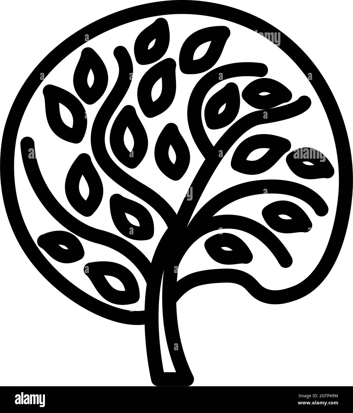 Árbol ecológico con icono de hojas Ilustración del Vector
