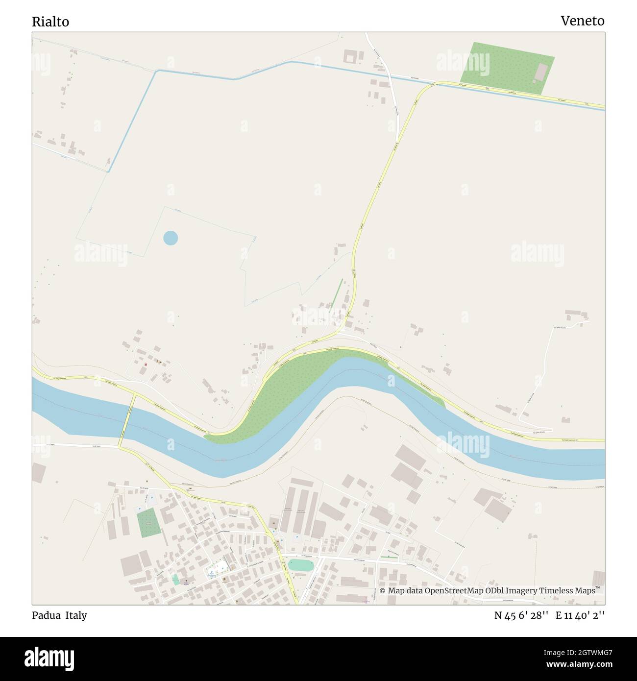 Rialto, Padua, Italia, N 45 6' 28'', E 11 40' 2'', mapa, Mapa