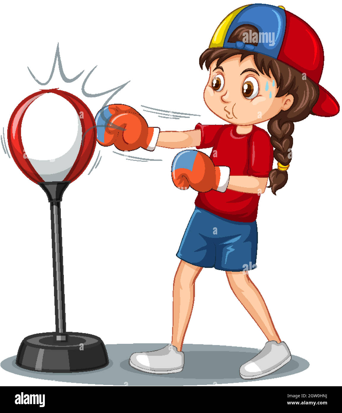 Un personaje de dibujos animados haciendo ejercicio de boxeo Imagen Vector  de stock - Alamy