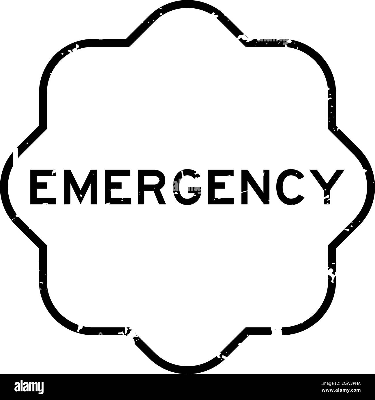 Sello de goma de palabra de emergencia negro Grunge sobre fondo blanco Ilustración del Vector