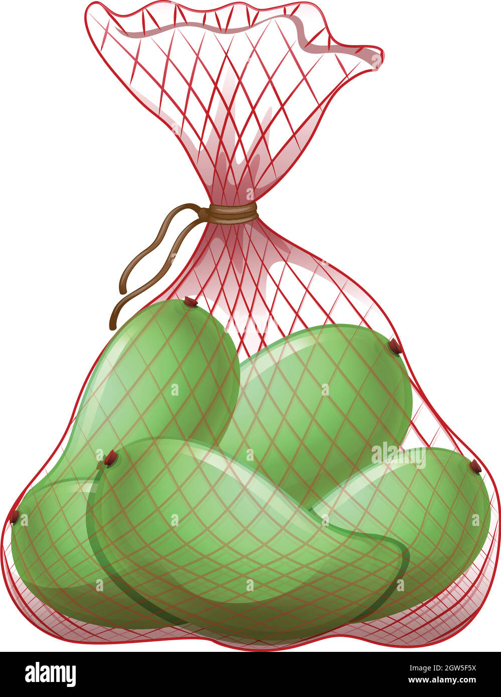 Mangos verdes en bolsa de red Ilustración del Vector