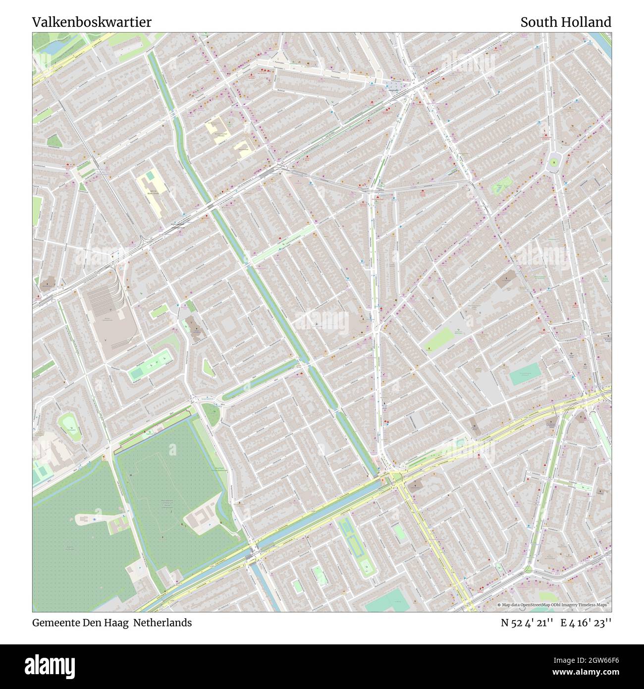 Valkenboskwartier, Gemeente Den Haag, Países Bajos, Holanda del Sur, N 52 4' 21'', E 4 16' 23'', MAP, Timeless Map publicado en 2021. Viajeros, exploradores y aventureros como Florence Nightingale, David Livingstone, Ernest Shackleton, Lewis y Clark y Sherlock Holmes se basaron en mapas para planificar viajes a los rincones más remotos del mundo, Timeless Maps está trazando la mayoría de los lugares del mundo, mostrando el logro de grandes sueños Foto de stock