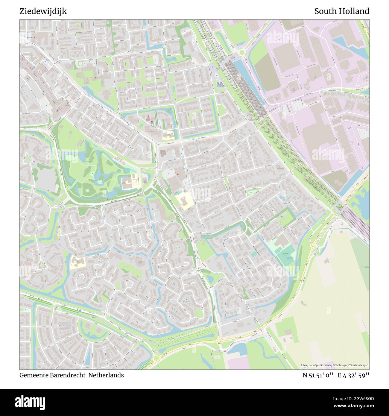 Ziedewijdijk, Gemeente Barendrecht, Países Bajos, Holanda del Sur, N 51 51' 0'', E 4 32' 59'', MAP, Timeless Map publicado en 2021. Viajeros, exploradores y aventureros como Florence Nightingale, David Livingstone, Ernest Shackleton, Lewis y Clark y Sherlock Holmes se basaron en mapas para planificar viajes a los rincones más remotos del mundo, Timeless Maps está trazando la mayoría de los lugares del mundo, mostrando el logro de grandes sueños Foto de stock