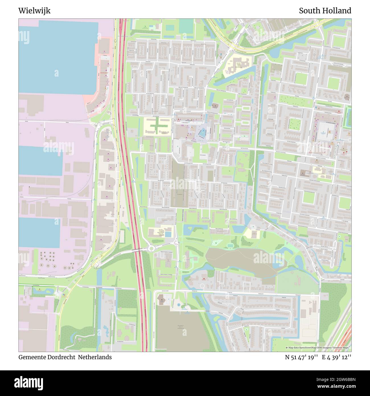 Wielwijk, Gemeente Dordrecht, Países Bajos, Sur de Holanda, N 51 47' 19'', E 4 39' 12'', MAP, Timeless Map publicado en 2021. Viajeros, exploradores y aventureros como Florence Nightingale, David Livingstone, Ernest Shackleton, Lewis y Clark y Sherlock Holmes se basaron en mapas para planificar viajes a los rincones más remotos del mundo, Timeless Maps está trazando la mayoría de los lugares del mundo, mostrando el logro de grandes sueños Foto de stock