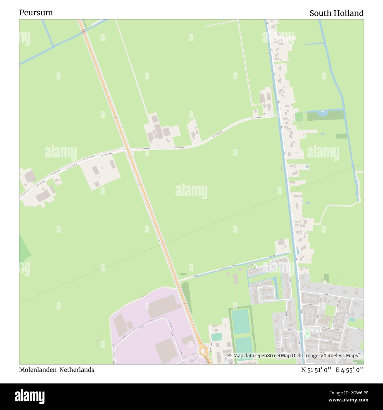 Peursum, Molenlanden, Países Bajos, Sur de Holanda, N 51 51' 0'', E 4 55' 0'', MAP, Timeless Map publicado en 2021. Viajeros, exploradores y aventureros como Florence Nightingale, David Livingstone, Ernest Shackleton, Lewis y Clark y Sherlock Holmes se basaron en mapas para planificar viajes a los rincones más remotos del mundo, Timeless Maps está trazando la mayoría de los lugares del mundo, mostrando el logro de grandes sueños Foto de stock