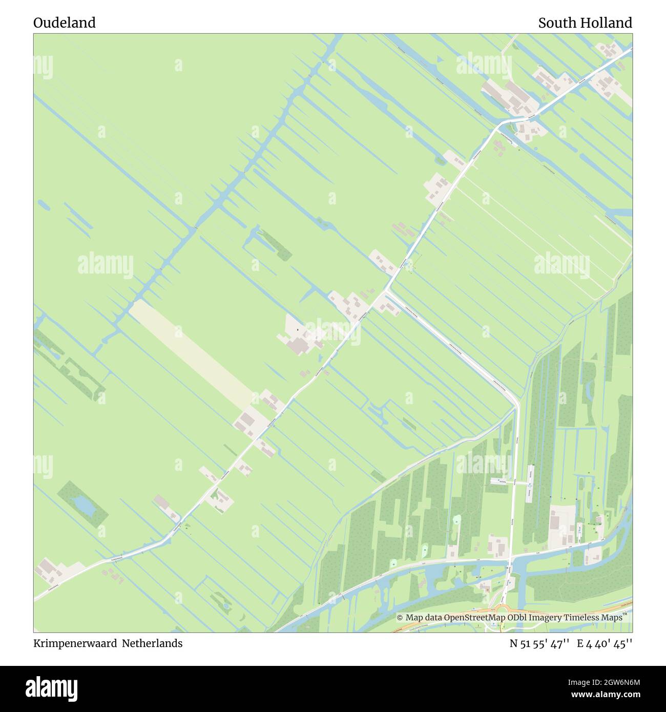 Oudeland, Krimpenerwaard, Países Bajos, Sur de Holanda, N 51 55' 47'', E 4 40' 45'', MAP, Timeless Map publicado en 2021. Viajeros, exploradores y aventureros como Florence Nightingale, David Livingstone, Ernest Shackleton, Lewis y Clark y Sherlock Holmes se basaron en mapas para planificar viajes a los rincones más remotos del mundo, Timeless Maps está trazando la mayoría de los lugares del mundo, mostrando el logro de grandes sueños Foto de stock