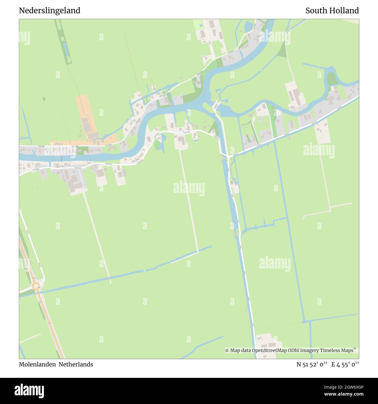 Nederslingeland, Molenlanden, Países Bajos, Sur de Holanda, N 51 52' 0'', E 4 55' 0'', MAP, Timeless Map publicado en 2021. Viajeros, exploradores y aventureros como Florence Nightingale, David Livingstone, Ernest Shackleton, Lewis y Clark y Sherlock Holmes se basaron en mapas para planificar viajes a los rincones más remotos del mundo, Timeless Maps está trazando la mayoría de los lugares del mundo, mostrando el logro de grandes sueños Foto de stock