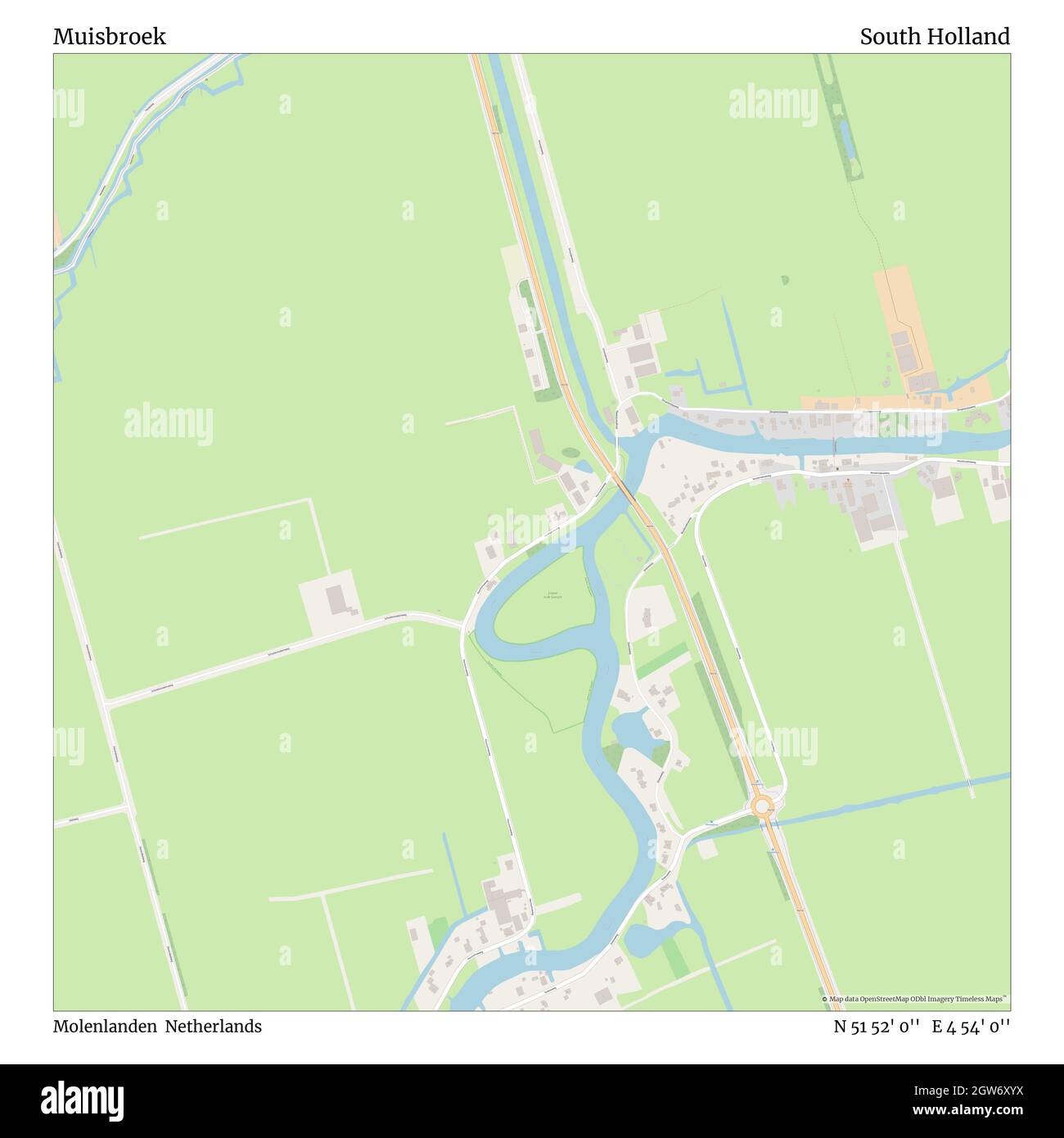 Muisbroek, Molenlanden, Países Bajos, Sur de Holanda, N 51 52' 0'', E 4 54' 0'', MAP, Timeless Map publicado en 2021. Viajeros, exploradores y aventureros como Florence Nightingale, David Livingstone, Ernest Shackleton, Lewis y Clark y Sherlock Holmes se basaron en mapas para planificar viajes a los rincones más remotos del mundo, Timeless Maps está trazando la mayoría de los lugares del mundo, mostrando el logro de grandes sueños Foto de stock