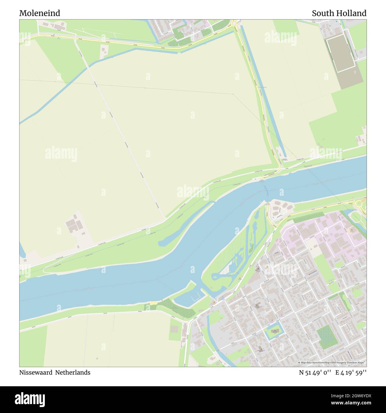 Moleneind, Nissewaard, Países Bajos, Holanda del Sur, N 51 49' 0'', E 4 19' 59'', MAP, Timeless Map publicado en 2021. Viajeros, exploradores y aventureros como Florence Nightingale, David Livingstone, Ernest Shackleton, Lewis y Clark y Sherlock Holmes se basaron en mapas para planificar viajes a los rincones más remotos del mundo, Timeless Maps está trazando la mayoría de los lugares del mundo, mostrando el logro de grandes sueños Foto de stock