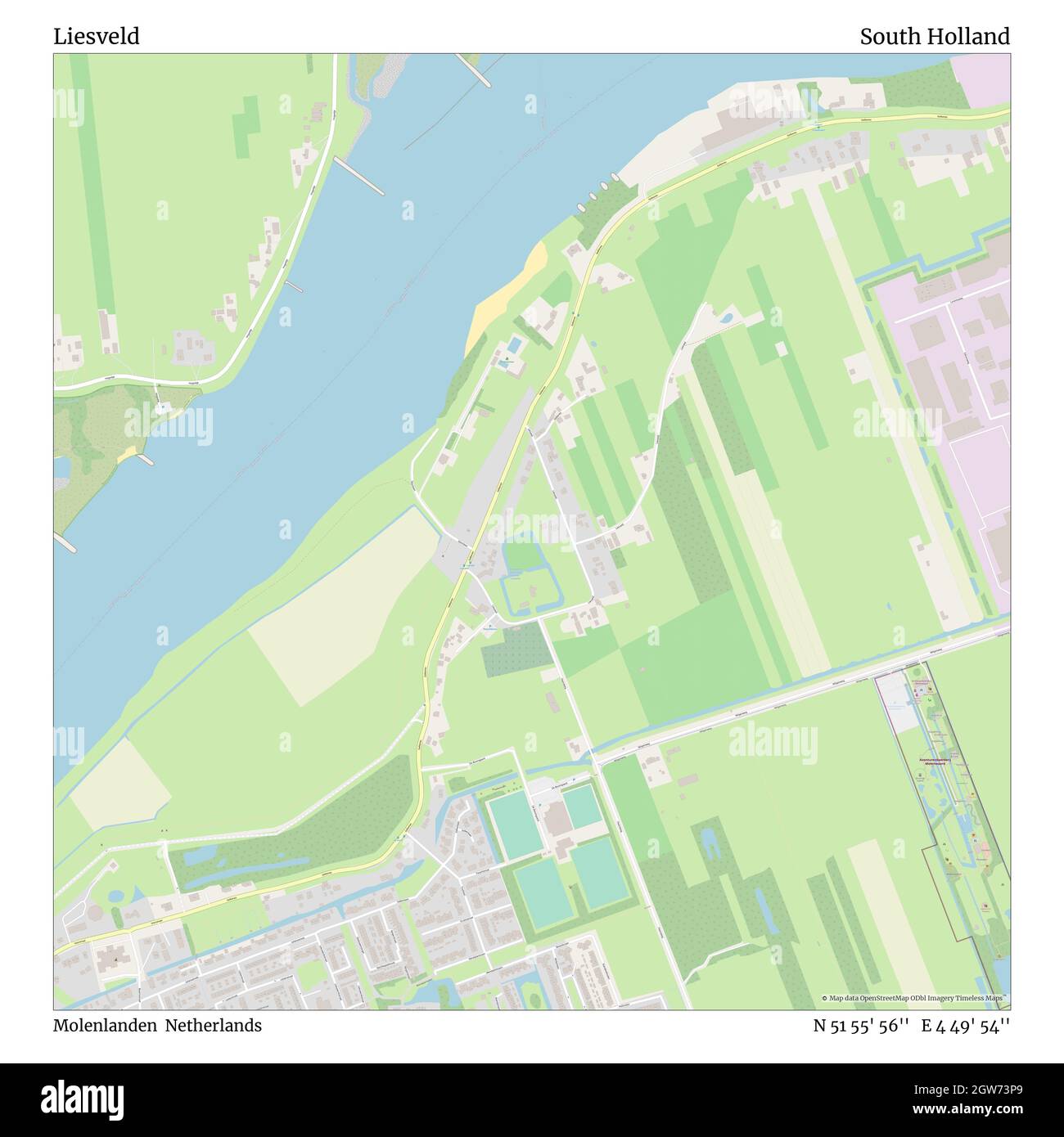 Liesveld, Molenlanden, Países Bajos, Sur de Holanda, N 51 55' 56'', E 4 49' 54'', MAP, Timeless Map publicado en 2021. Viajeros, exploradores y aventureros como Florence Nightingale, David Livingstone, Ernest Shackleton, Lewis y Clark y Sherlock Holmes se basaron en mapas para planificar viajes a los rincones más remotos del mundo, Timeless Maps está trazando la mayoría de los lugares del mundo, mostrando el logro de grandes sueños Foto de stock