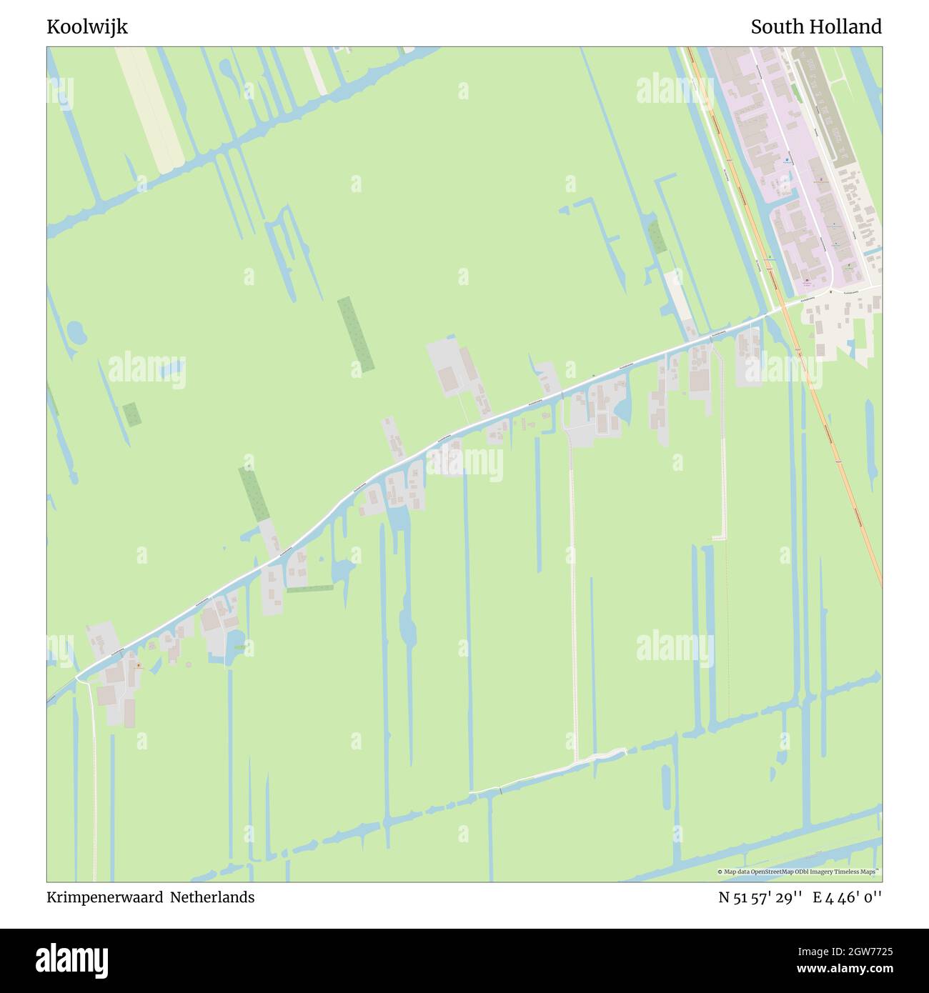 Koolwijk, Krimpenerwaard, Países Bajos, Sur de Holanda, N 51 57' 29'', E 4 46' 0'', MAP, Timeless Map publicado en 2021. Viajeros, exploradores y aventureros como Florence Nightingale, David Livingstone, Ernest Shackleton, Lewis y Clark y Sherlock Holmes se basaron en mapas para planificar viajes a los rincones más remotos del mundo, Timeless Maps está trazando la mayoría de los lugares del mundo, mostrando el logro de grandes sueños Foto de stock