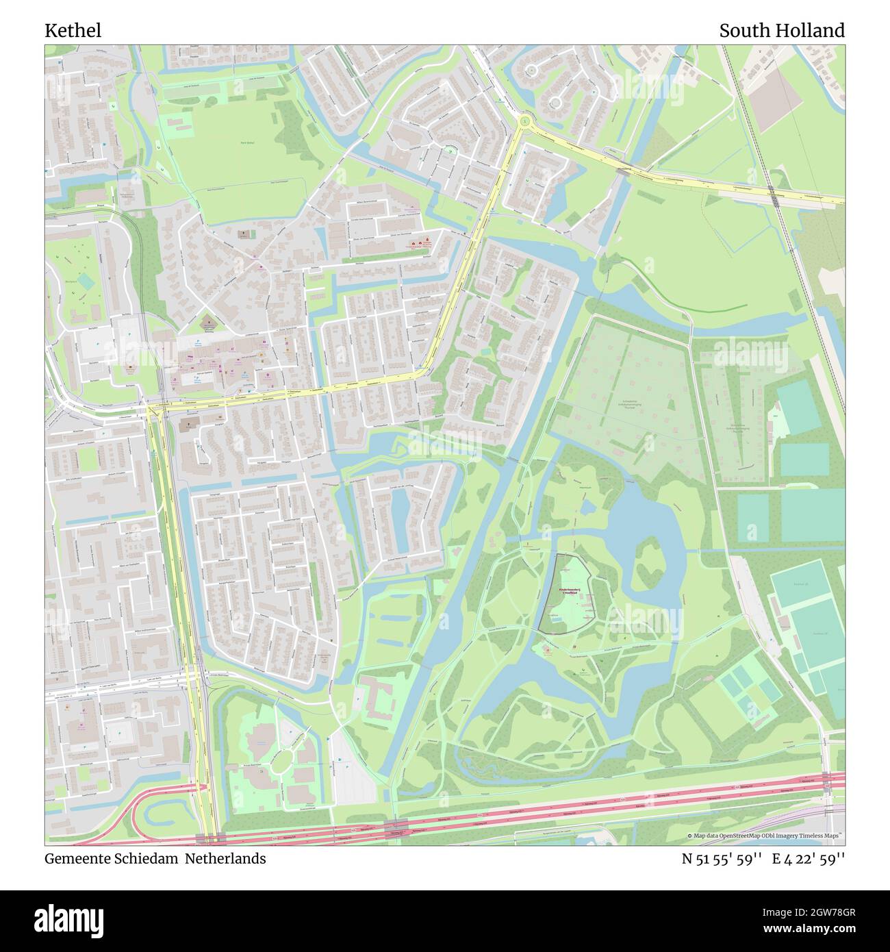 Kethel, Gemeente Schiedam, Países Bajos, Sur de Holanda, N 51 55' 59'', E 4 22' 59'', MAP, Timeless Map publicado en 2021. Viajeros, exploradores y aventureros como Florence Nightingale, David Livingstone, Ernest Shackleton, Lewis y Clark y Sherlock Holmes se basaron en mapas para planificar viajes a los rincones más remotos del mundo, Timeless Maps está trazando la mayoría de los lugares del mundo, mostrando el logro de grandes sueños Foto de stock