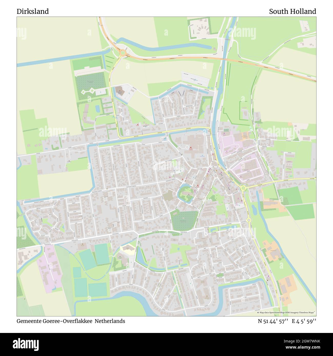 Dirksland, Gemeente Goeree-Overflakkee, Países Bajos, Holanda del Sur, N 51 44' 57'', E 4 5' 59'', MAP, Timeless Map publicado en 2021. Viajeros, exploradores y aventureros como Florence Nightingale, David Livingstone, Ernest Shackleton, Lewis y Clark y Sherlock Holmes se basaron en mapas para planificar viajes a los rincones más remotos del mundo, Timeless Maps está trazando la mayoría de los lugares del mundo, mostrando el logro de grandes sueños Foto de stock