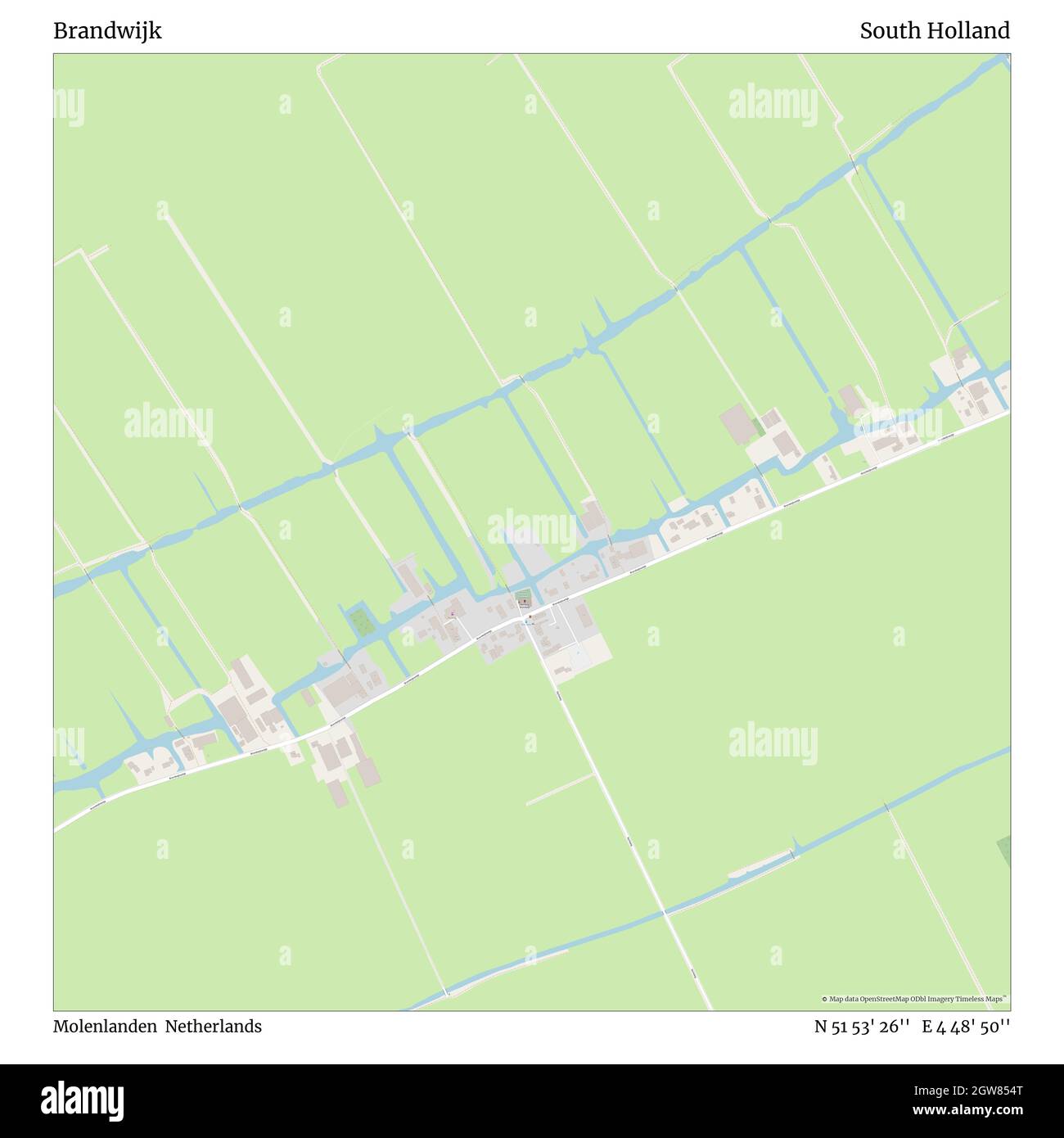 Brandwijk, Molenlanden, Países Bajos, Sur de Holanda, N 51 53' 26'', E 4 48' 50'', MAP, Timeless Map publicado en 2021. Viajeros, exploradores y aventureros como Florence Nightingale, David Livingstone, Ernest Shackleton, Lewis y Clark y Sherlock Holmes se basaron en mapas para planificar viajes a los rincones más remotos del mundo, Timeless Maps está trazando la mayoría de los lugares del mundo, mostrando el logro de grandes sueños Foto de stock