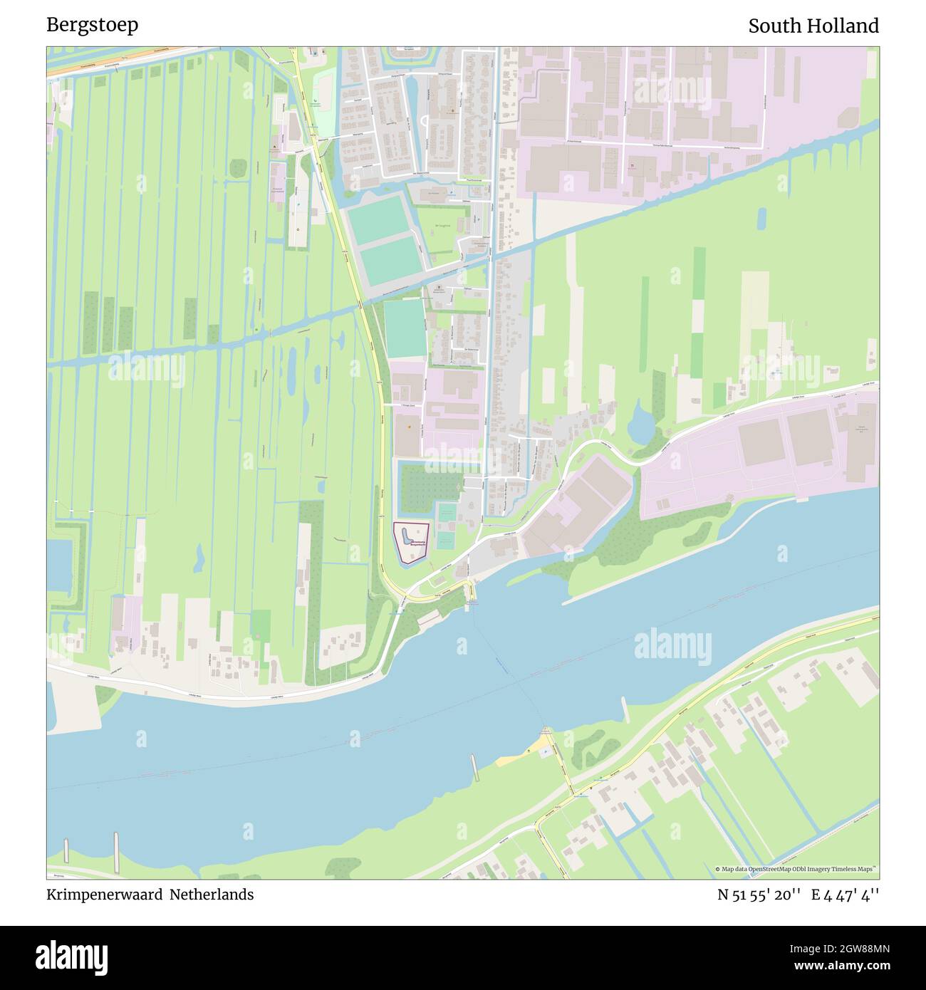 Bergstoep, Krimpenerwaard, Países Bajos, Sur de Holanda, N 51 55' 20'', E 4 47' 4'', MAP, Timeless Map publicado en 2021. Viajeros, exploradores y aventureros como Florence Nightingale, David Livingstone, Ernest Shackleton, Lewis y Clark y Sherlock Holmes se basaron en mapas para planificar viajes a los rincones más remotos del mundo, Timeless Maps está trazando la mayoría de los lugares del mundo, mostrando el logro de grandes sueños Foto de stock