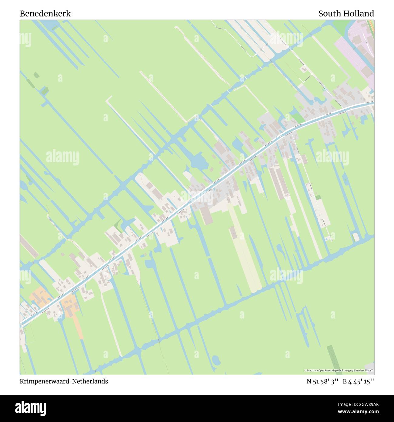 Benedenkerk, Krimpenerwaard, Países Bajos, Holanda del Sur, N 51 58' 3'', E 4 45' 15'', MAP, Timeless Map publicado en 2021. Viajeros, exploradores y aventureros como Florence Nightingale, David Livingstone, Ernest Shackleton, Lewis y Clark y Sherlock Holmes se basaron en mapas para planificar viajes a los rincones más remotos del mundo, Timeless Maps está trazando la mayoría de los lugares del mundo, mostrando el logro de grandes sueños Foto de stock