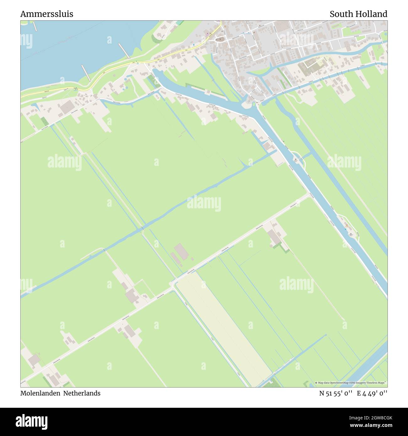 Ammersssluis, Molenlanden, Países Bajos, Holanda del Sur, N 51 55' 0'', E 4 49' 0'', MAP, Timeless Map publicado en 2021. Viajeros, exploradores y aventureros como Florence Nightingale, David Livingstone, Ernest Shackleton, Lewis y Clark y Sherlock Holmes se basaron en mapas para planificar viajes a los rincones más remotos del mundo, Timeless Maps está trazando la mayoría de los lugares del mundo, mostrando el logro de grandes sueños Foto de stock