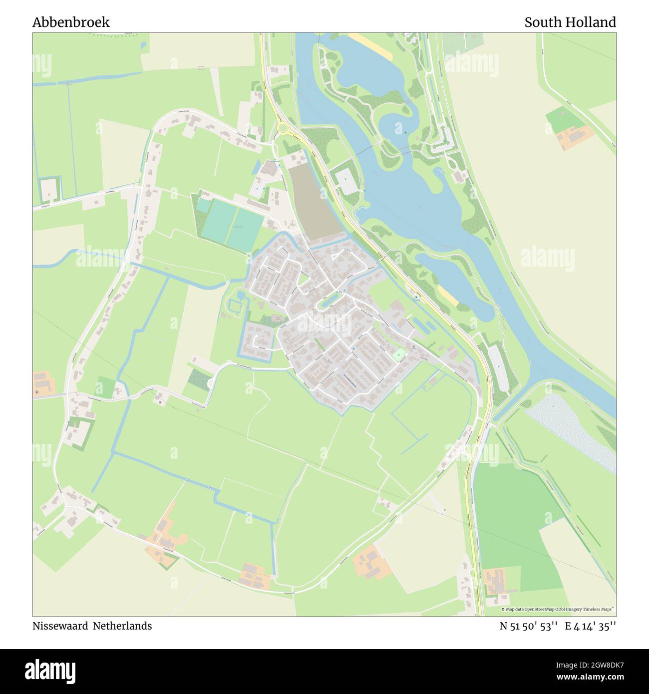 Abbenbroek, Nissewaard, Países Bajos, Holanda del Sur, N 51 50' 53'', E 4 14' 35'', MAP, Timeless Map publicado en 2021. Viajeros, exploradores y aventureros como Florence Nightingale, David Livingstone, Ernest Shackleton, Lewis y Clark y Sherlock Holmes se basaron en mapas para planificar viajes a los rincones más remotos del mundo, Timeless Maps está trazando la mayoría de los lugares del mundo, mostrando el logro de grandes sueños Foto de stock