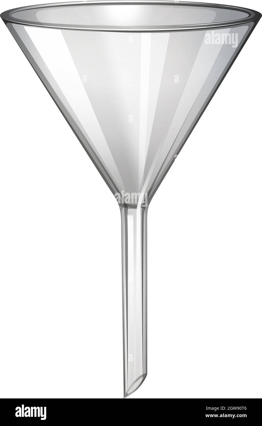 Embudo de vidrio sobre blanco Imagen Vector de stock - Alamy