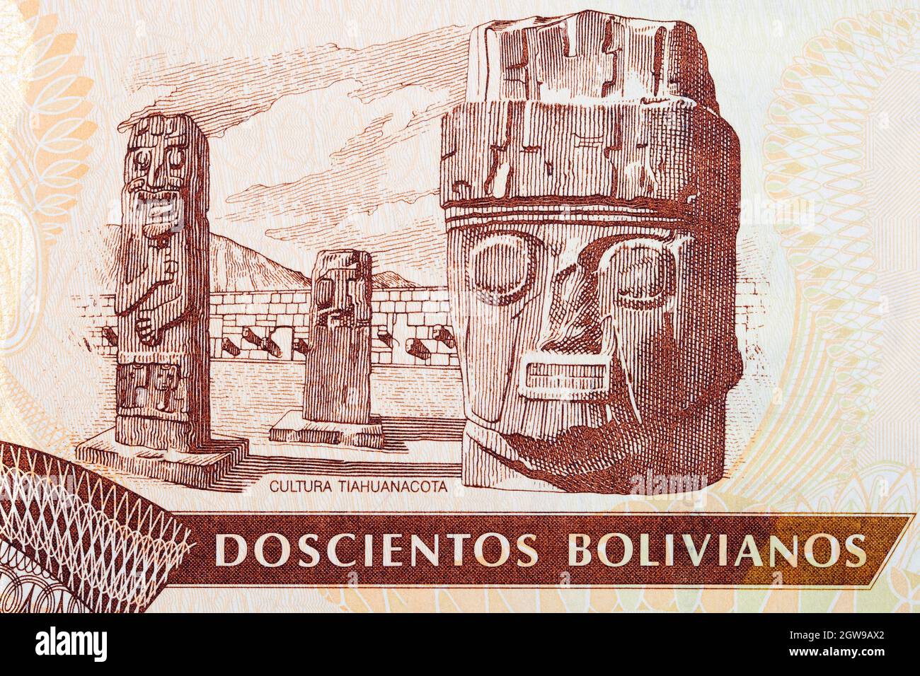 Antigua estatuaria del dinero boliviano Foto de stock