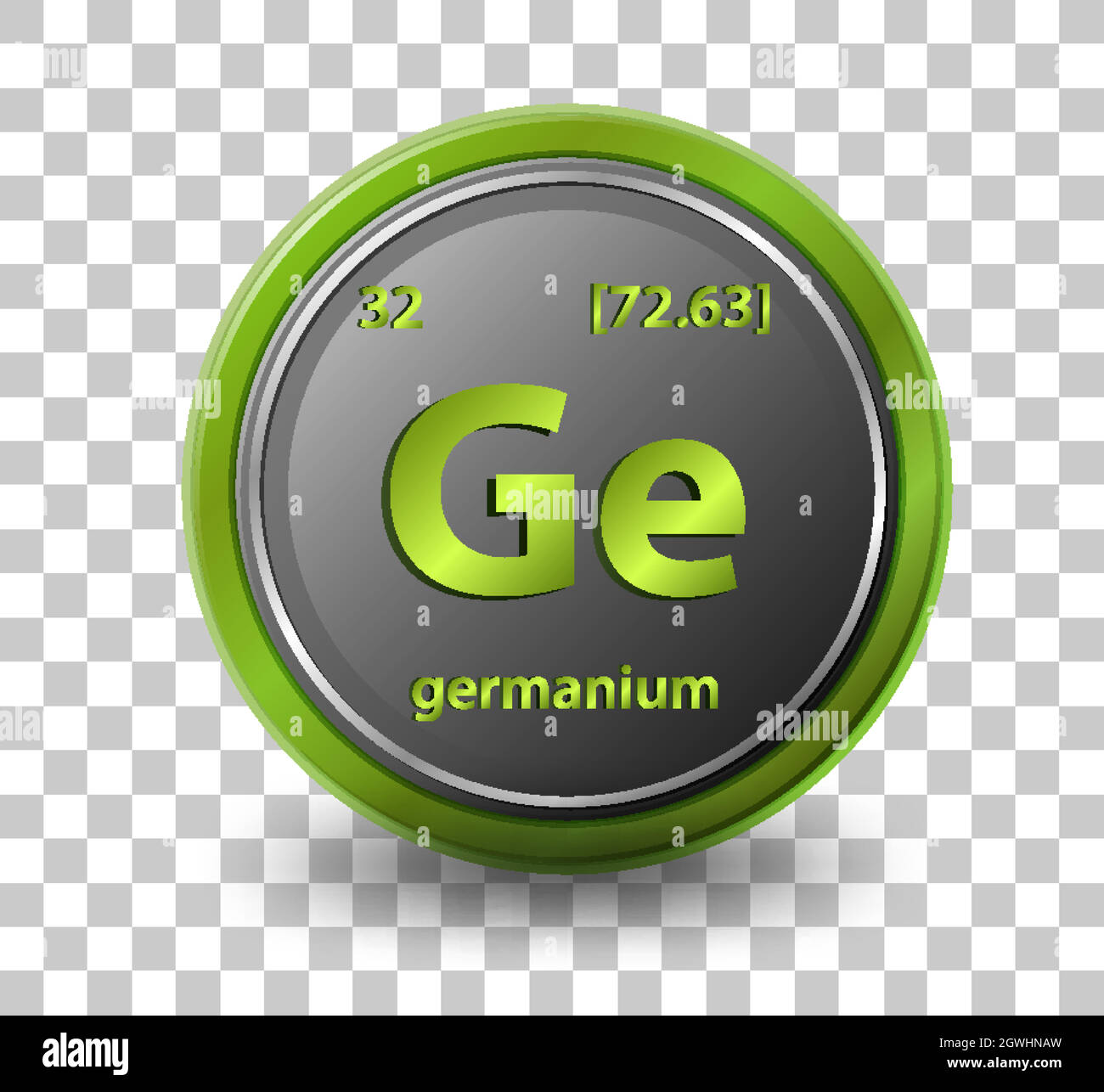 Elemento químico de germanio. Símbolo químico con número atómico y masa atómica. Ilustración del Vector
