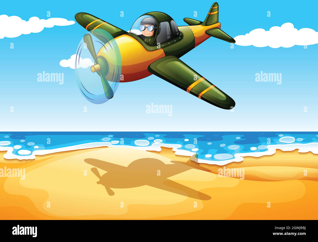 Un avión en la playa Ilustración del Vector