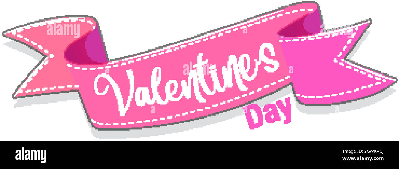 Tema de San Valentín con cinta rosa Imagen Vector de stock - Alamy