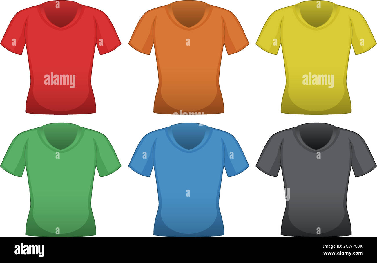 Camisetas en seis colores diferentes Imagen Vector de stock - Alamy