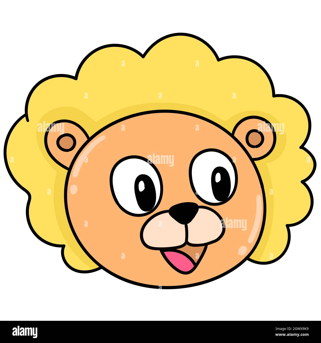 emoticono de cabeza de león con sonrisa feliz riendo cara Imagen Vector de  stock - Alamy
