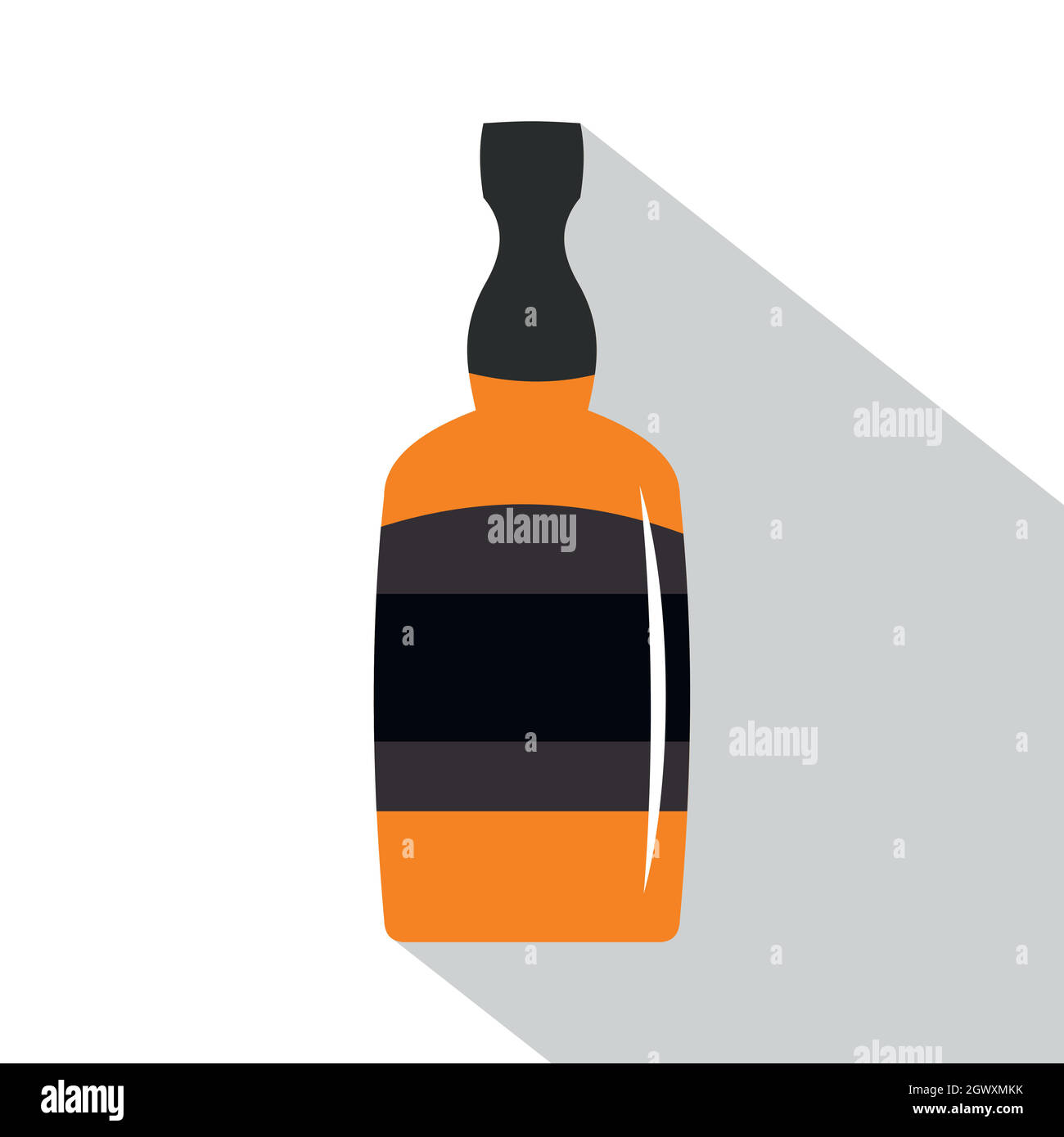 Botella de brandy, icono de estilo plano Ilustración del Vector