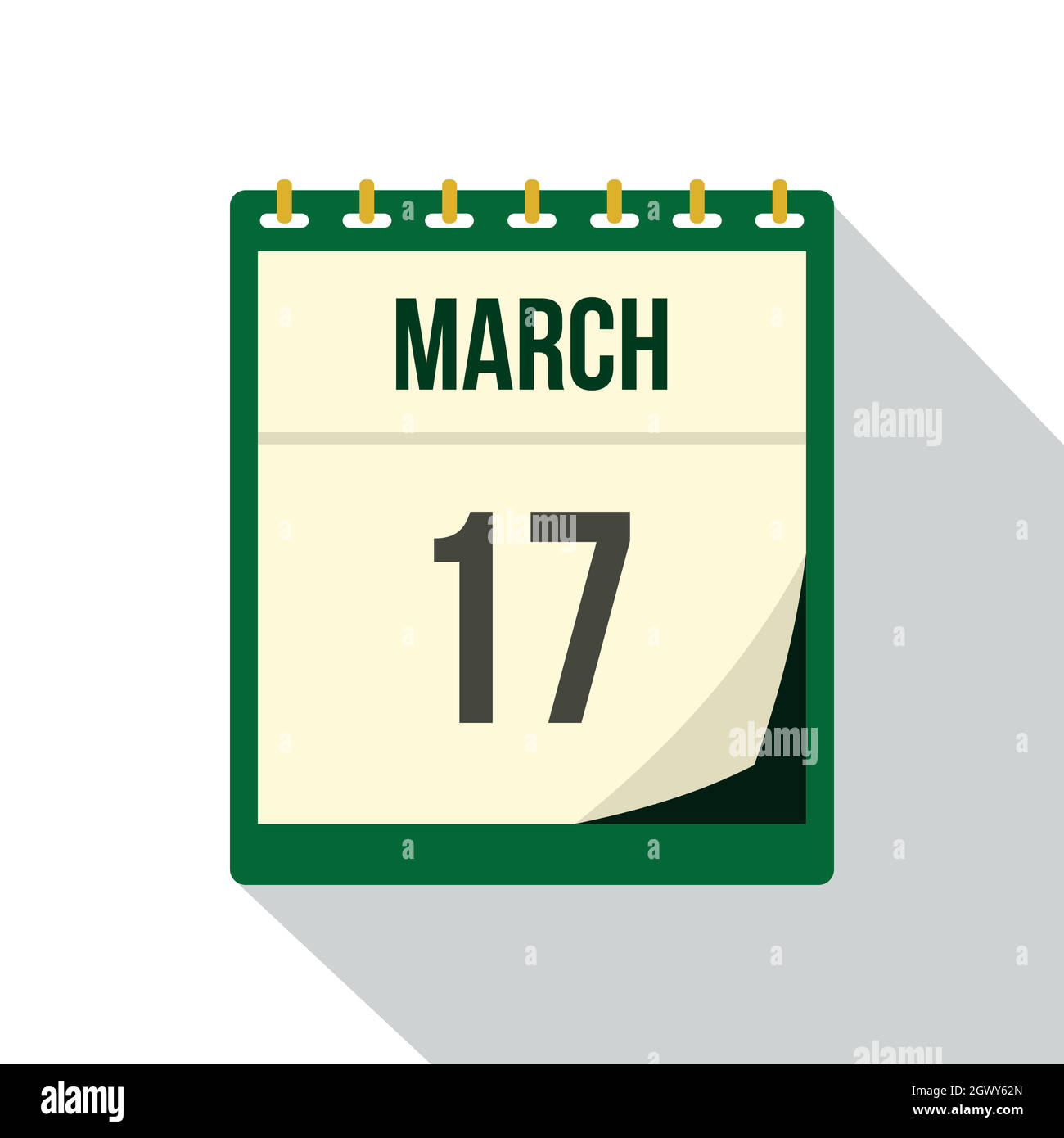 Calendario con la fecha del día de San Patricio icono estilo plana Imagen  Vector de stock - Alamy