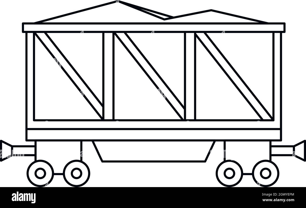 Icono de vagón cargado, el estilo de esquema Ilustración del Vector