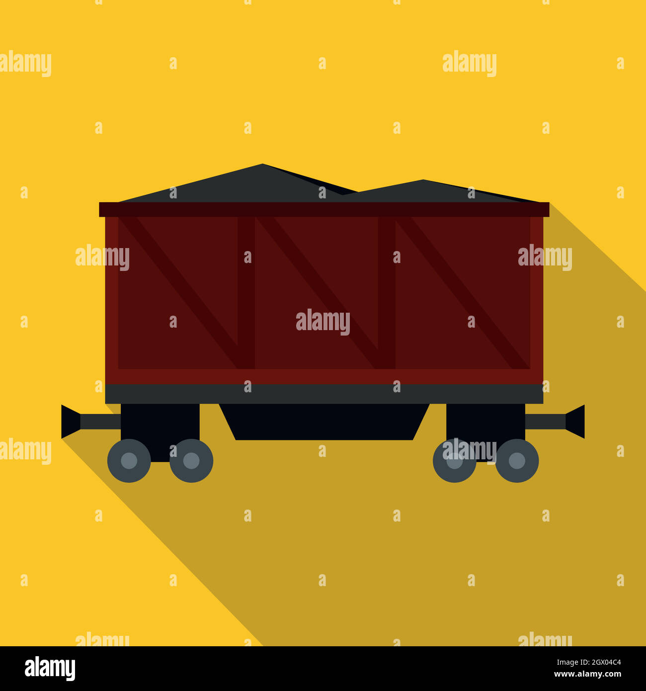 Vagón cargado con carbón, icono de estilo plano Ilustración del Vector