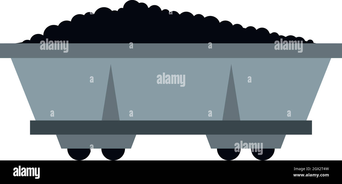 Icono de carro de carbón, tipo plano Ilustración del Vector
