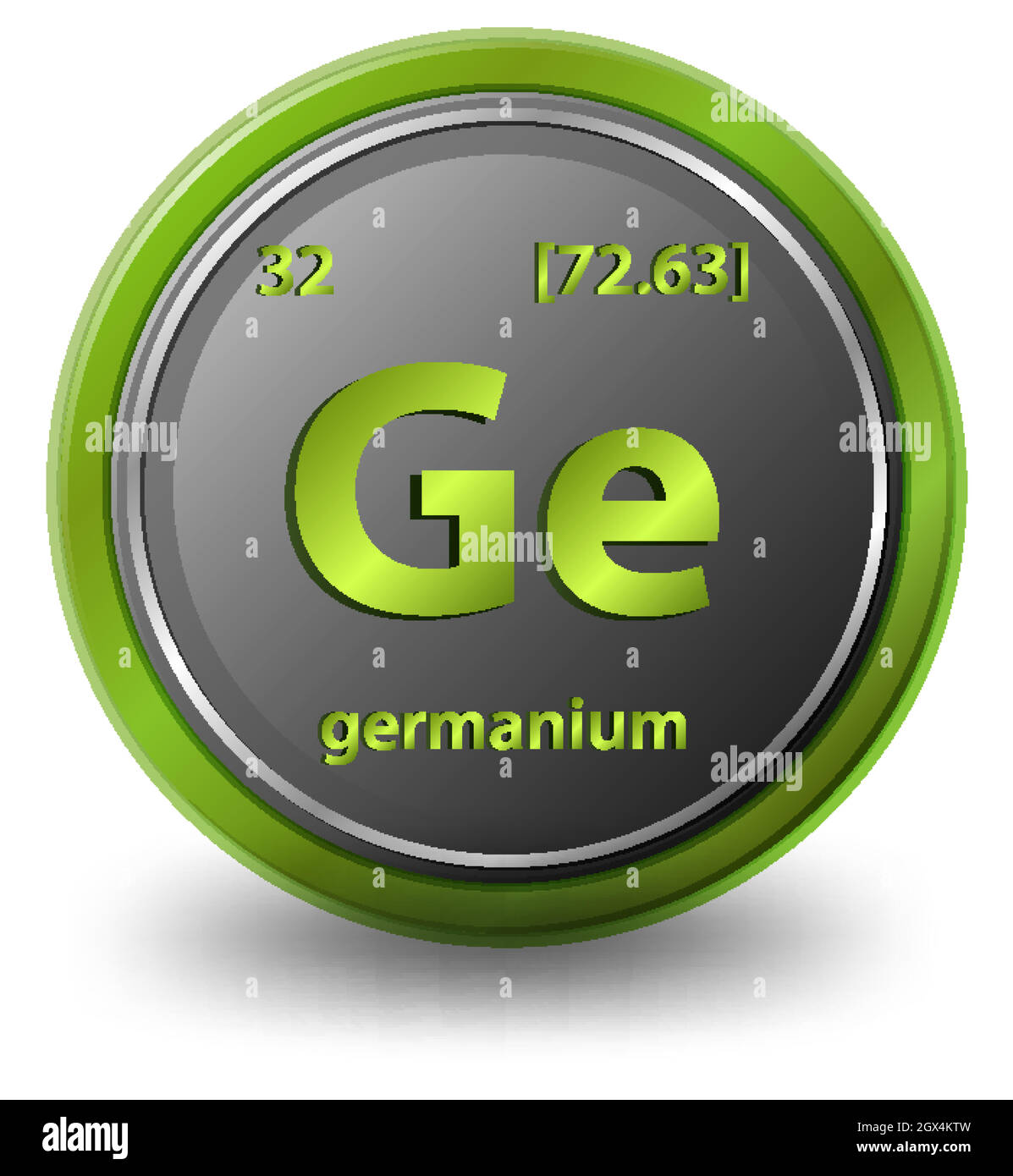 Elemento químico de germanio. Símbolo químico con número atómico y masa atómica. Ilustración del Vector