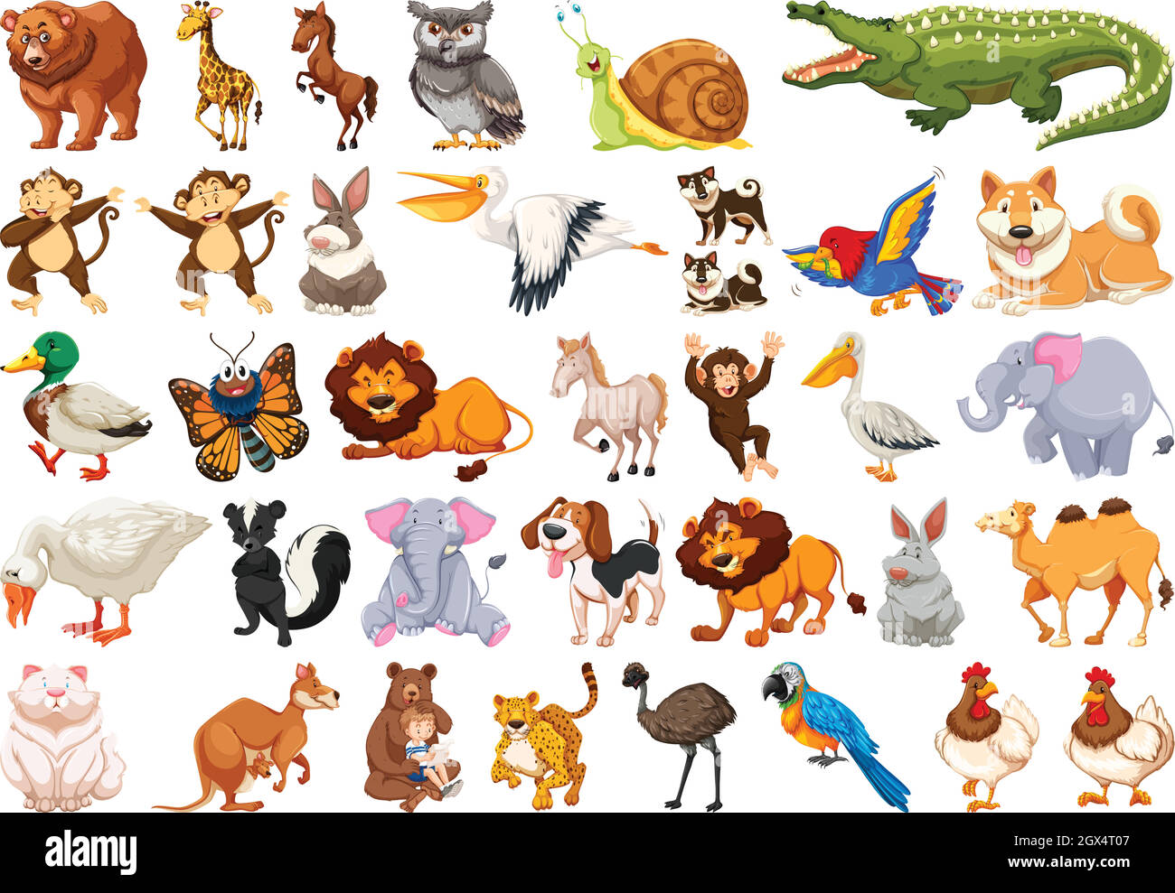 Conjunto de animales salvajes Ilustración del Vector