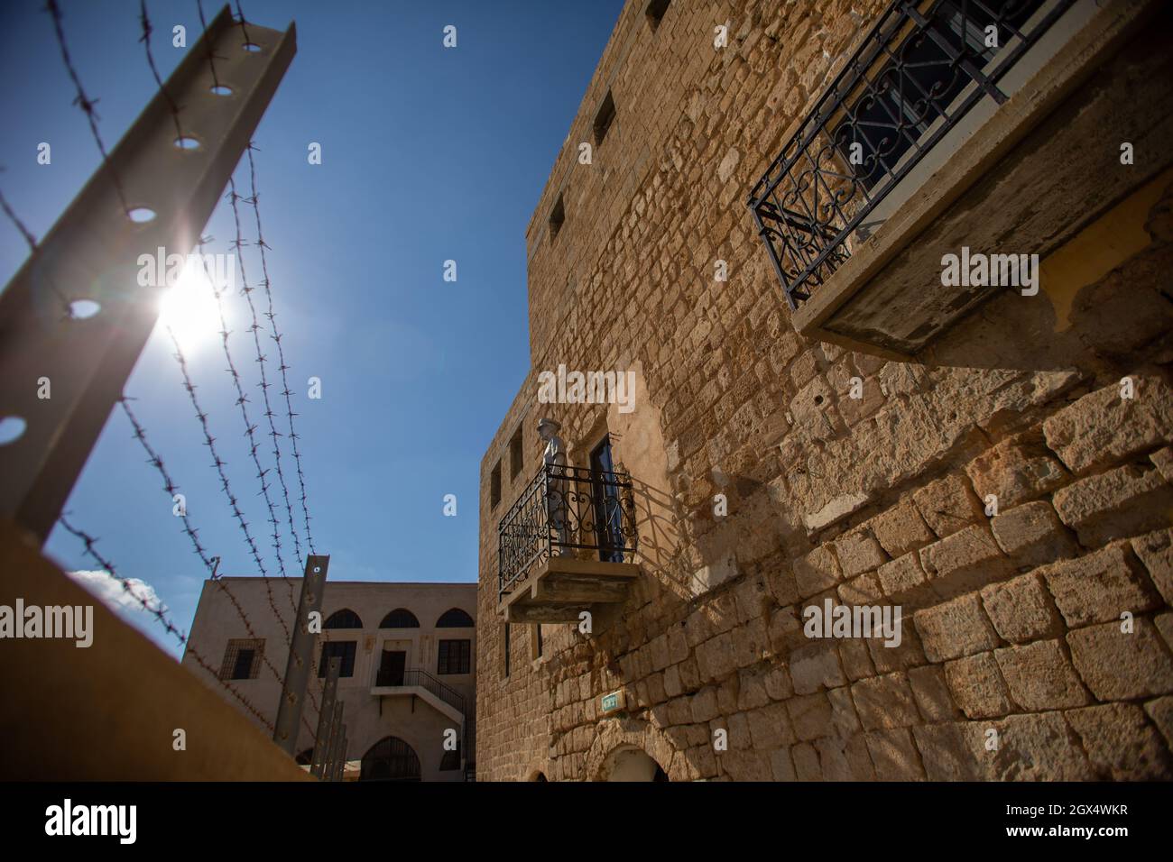 Prisión de Akko. Es una antigua prisión del mandato británico para las autoridades palestinas y el museo actual. Foto de stock