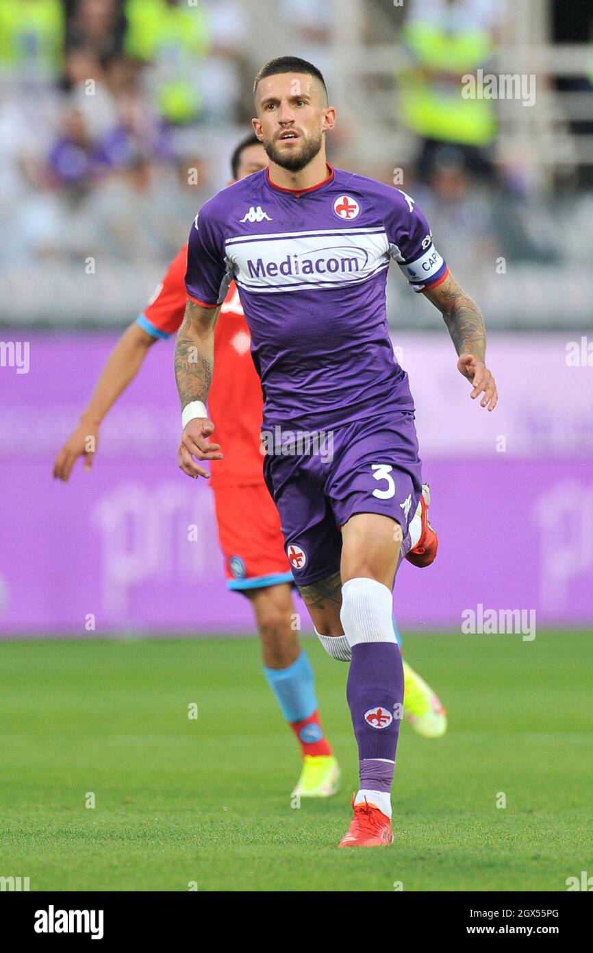 Cristiano Biraghi jugador de Fiorentina, durante el partido de la Liga Serie A entre Fiorentina vs Napoli resultado final 1-2, partido jugado en Fotografía de stock - Alamy